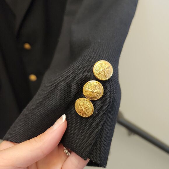 Vtg Croft & Barrow Black Blazer Sport Coat Jacket Mens 50L Wool Gold Button 90s - Picture 5 of 10